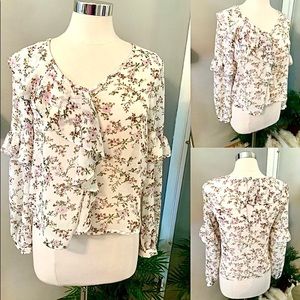Floral Ruffled Blouse Size S Boho Cottagecore Feminine floral